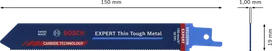 Bosch EXPERT plāns un izturīgs metāla zobenzāģa asmens.