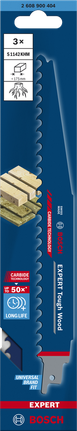 Bosch EXPERT Tough Wood S 1142 KHM virzuļzāģa asmeņi, 3 gab. iepakojumā.