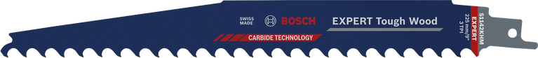 Bosch EXPERT Tough Wood zobenzāģa asmens ar karbīda zobiem.