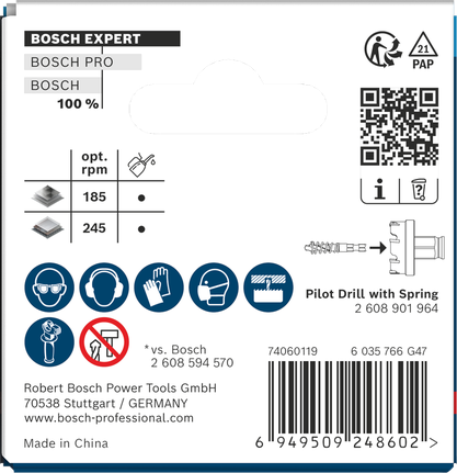 Bosch 68×5 mm lokšņu metāla caurumzāģis.