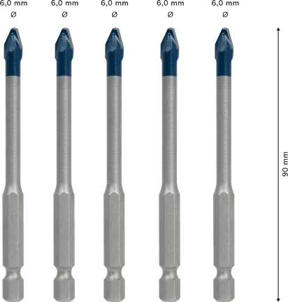 Bosch EXPERT HEX-9 cieto keramikas urbju komplekts 6 mm 90 mm 5 gab.