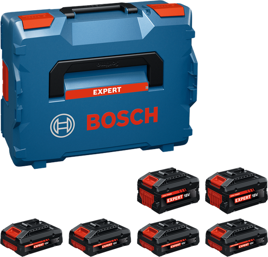 Bosch akumulatoru komplekts ar 4x EXBA18V-40 un 2x EXBA18V-80.