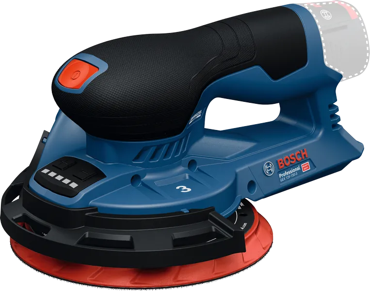 Bosch GEX 12V-150-3 akumulatora ekscentra slīpmašīna.