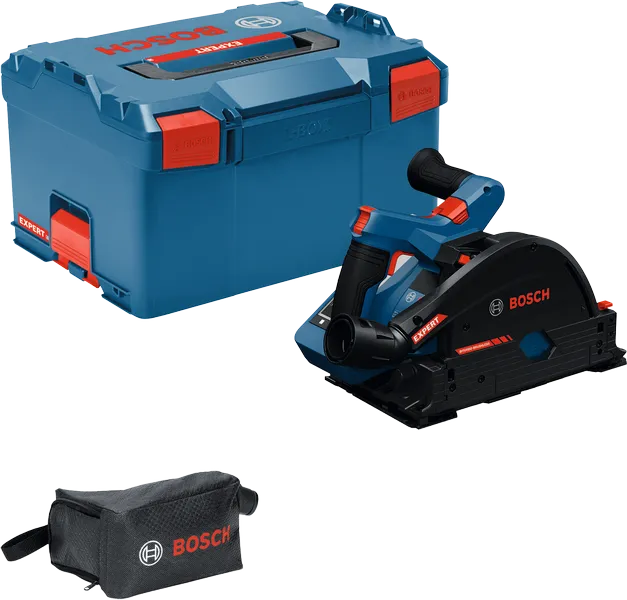 Bosch EXKT18V-52G akumulatora zāģis ar koferi un somu.