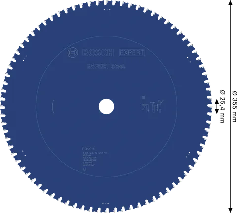 Bosch EXPERT tērauda ripzāģa asmens 355 mm ar 80 zobiem.
