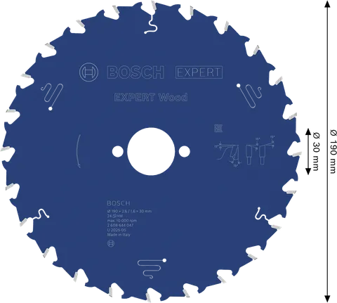 Bosch EXPERT Wood ripzāģa asmens 190 mm tīriem griezumiem.