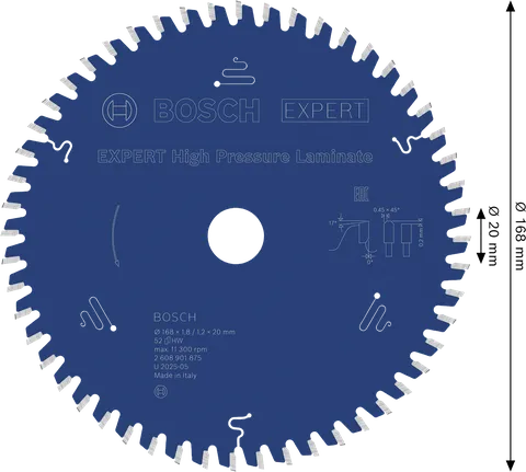Bosch EXPERT augstspiediena lamināta ripzāģa asmens 168 mm.
