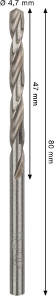 Bosch PRO Metal HSS-G spirālveida urbis ar diametru 4,7 mm.