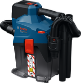 Bosch GAS18V-6LS akumulatora putekļu sūcējs ar šļūteni.