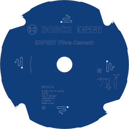 Bosch EXPERT šķiedru cementa ripzāģa asmens, 168 mm diametrs.