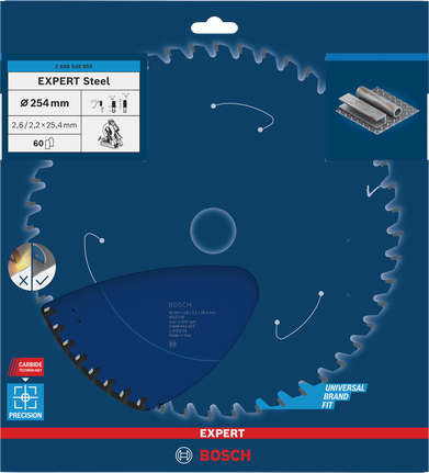 Bosch EXPERT tērauda ripzāģa asmens 254 mm T60 precīzai griešanai.