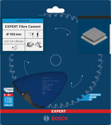 Bosch EXPERT šķiedru cementa ripzāģa asmens 165 mm.