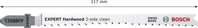Bosch EXPERT cietkoksnes divpusēji tīrāms T308BFP figūrzāģa asmens.
