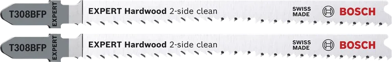 Bosch EXPERT cietkoksnes zāģa asmeņi T308BFP, 2 gab. iepakojumā, ar divpusēju tīrīšanu.