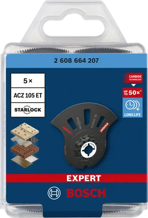 Bosch EXPERT ACZ 105 ET karbīda segmentu zāģa asmeņi, 5 gab. iepakojumā.