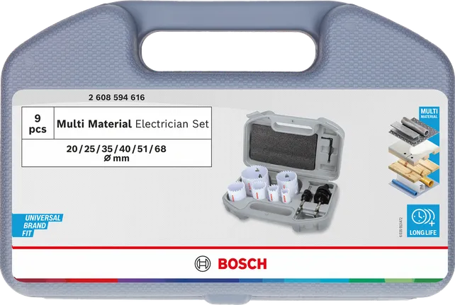 Bosch Multi Material Electrician caurumzāģu komplekts koferī.