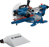 Bosch GCM305-216S bīdāmais leņķzāģis ar putekļu maisiņu.