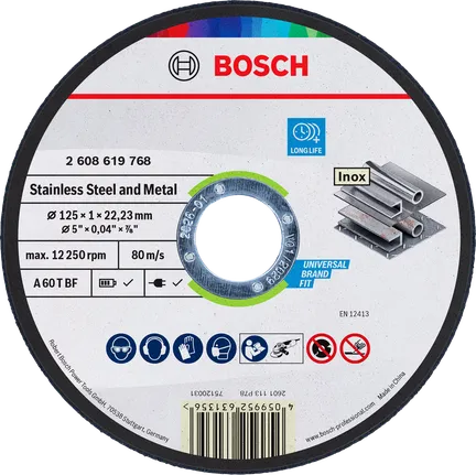 Bosch griešanas disks nerūsējošajam tēraudam un metālam, 125 mm.