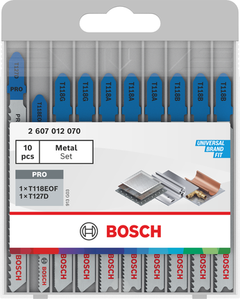 Bosch metāla figūrzāģa asmeņu komplekts, 10 gab., metāla griešanai.