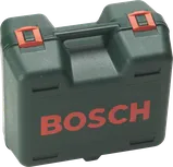Bosch plastmasas instrumentu kaste ar rokturi un sarkanām aizdarēm.