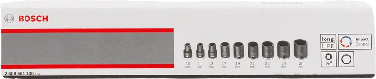 طقم مقابس Bosch مكون من 9 قطع بمقاس 10-27 مم.