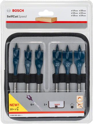 طقم رؤوس مجرفة Bosch ذاتية القطع من 6 قطع بمقاس 14-24 مم.