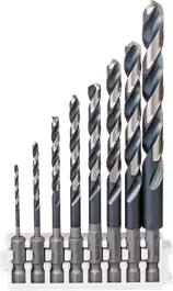 مجموعة رؤوس ثقب ملتوية من الفولاذ تقطيع عالي السرعة (HSS) من نوع Impact Control، مكونة من 8 قطع