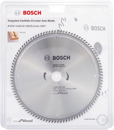 شفرة المنشار الدائرية من Bosch 254×3,0/2,0×30/25,4 مم من الخشب الصديق للبيئة.
