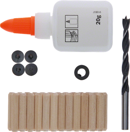 مجموعة مسامير خشبية من Bosch مكونة من 32 قطعة مقاس 6 مم مع مثقاب.