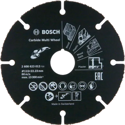 قرص القطع متعدد العجلات من كاربايد Bosch 115 مم للخشب والبلاستيك والمسامير والجص.