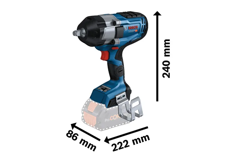 مفتاح ربط لاسلكي Bosch GDS 18V-1000 C، عزم دوران 1000 نيوتن متر.