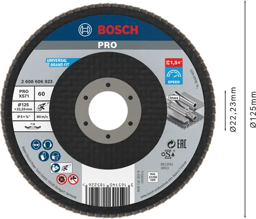 قرص الصنفرة Bosch PRO X571 مقاس 125 مم G60 لطحن المعادن.