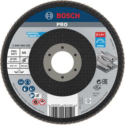 قرص الصنفرة Bosch PRO X571 مقاس 125 مم G60 لطحن المعادن.