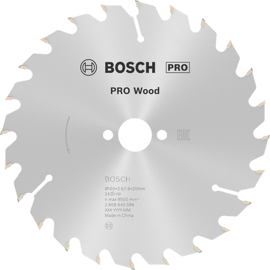 شفرة المنشار الدائري Bosch PRO Wood، 160 مم T24.