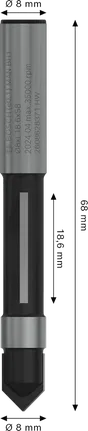 لوحة بت التوجيه Bosch PRO Pilot بقطر 8 مم وطول 18.6 مم.