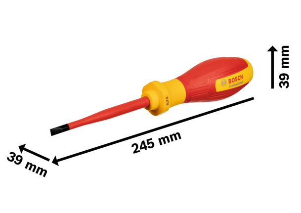 مفك براغي معزول من Bosch VDE SL5.5x100، طوله 245 مم.