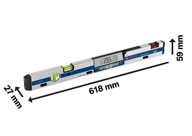 Digital inclinometer dimensions.