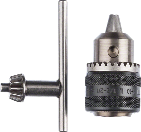 Bosch keyed chuck 1.0–10.0 mm with replacement key.