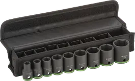 Bosch 9-piece socket set 10-27 mm in case.