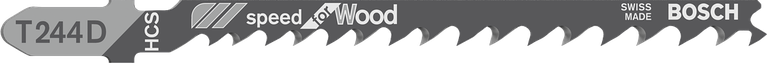 Bosch T244D jigsaw blade for fast wood cutting.