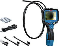 Bosch GIC 12V-4 inspection camera with accessories.