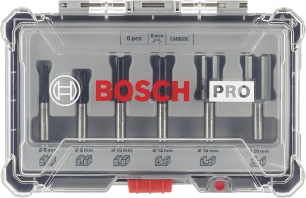 Bosch PRO router bit straight set 8 mm 6 pcs.