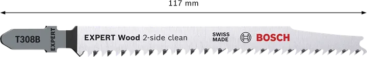 Bosch EXPERT Wood 2-side clean T308B jigsaw blade.