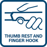 Thumb rest and finger hook.