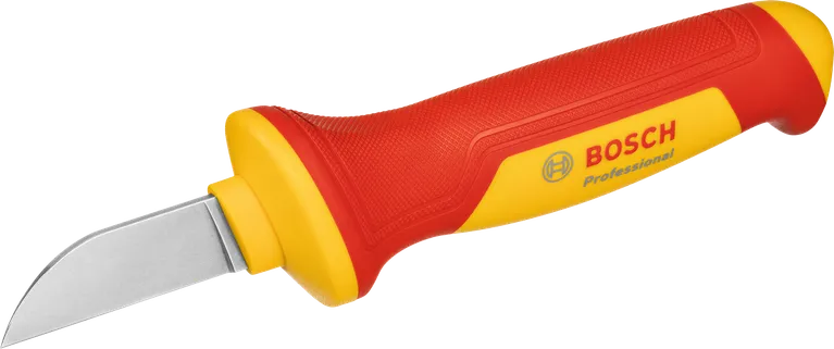 Bosch VDE cable knife with insulated red and yellow handle.