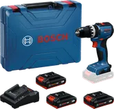 Bosch GSB 18V-52 cordless drill set with batteries and charger.