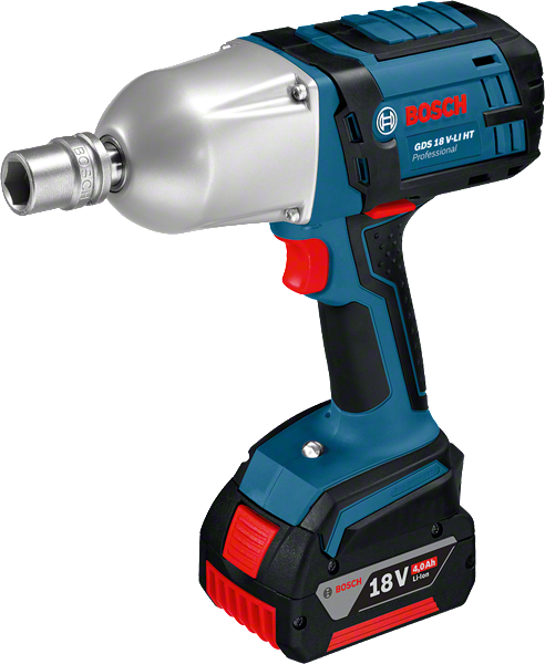 Clé à chocs sans fil Bosch GDS 18 V-LI HT, couple de 650 Nm.