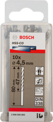 Longueur 109 mm Bosch  2609255077 Foret à métaux rectifié HSS-Co DIN 338 Diamètre 7 mm 