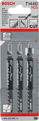 Lames de scie sauteuse Bosch T144D pour bois, lot de 3.