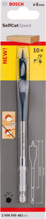 Foret plat Bosch Self Cut Speed 8 mm.